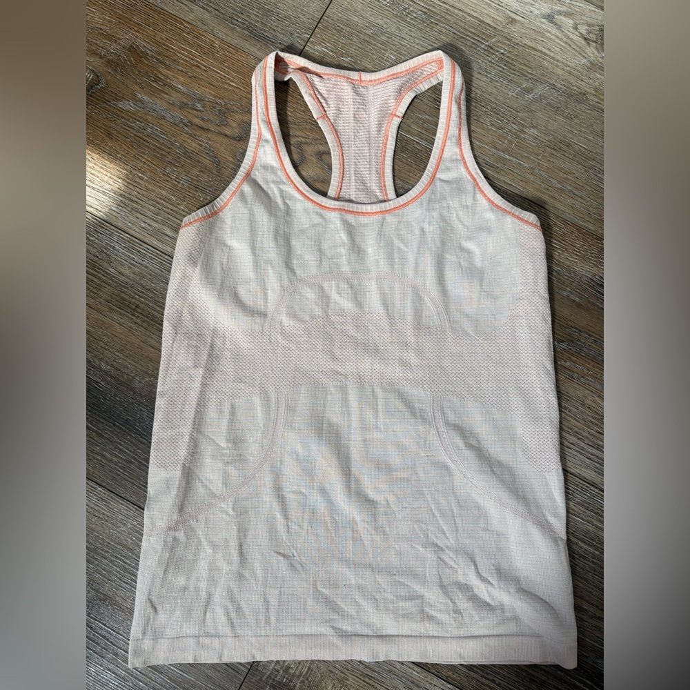 Lululemon tank top beige  Racerback Tank Top with Coral Trim size 8